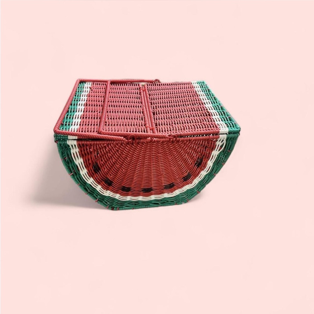 C&C California Watermelon Picnic Basket with Smaller Wicker Compartment Basket